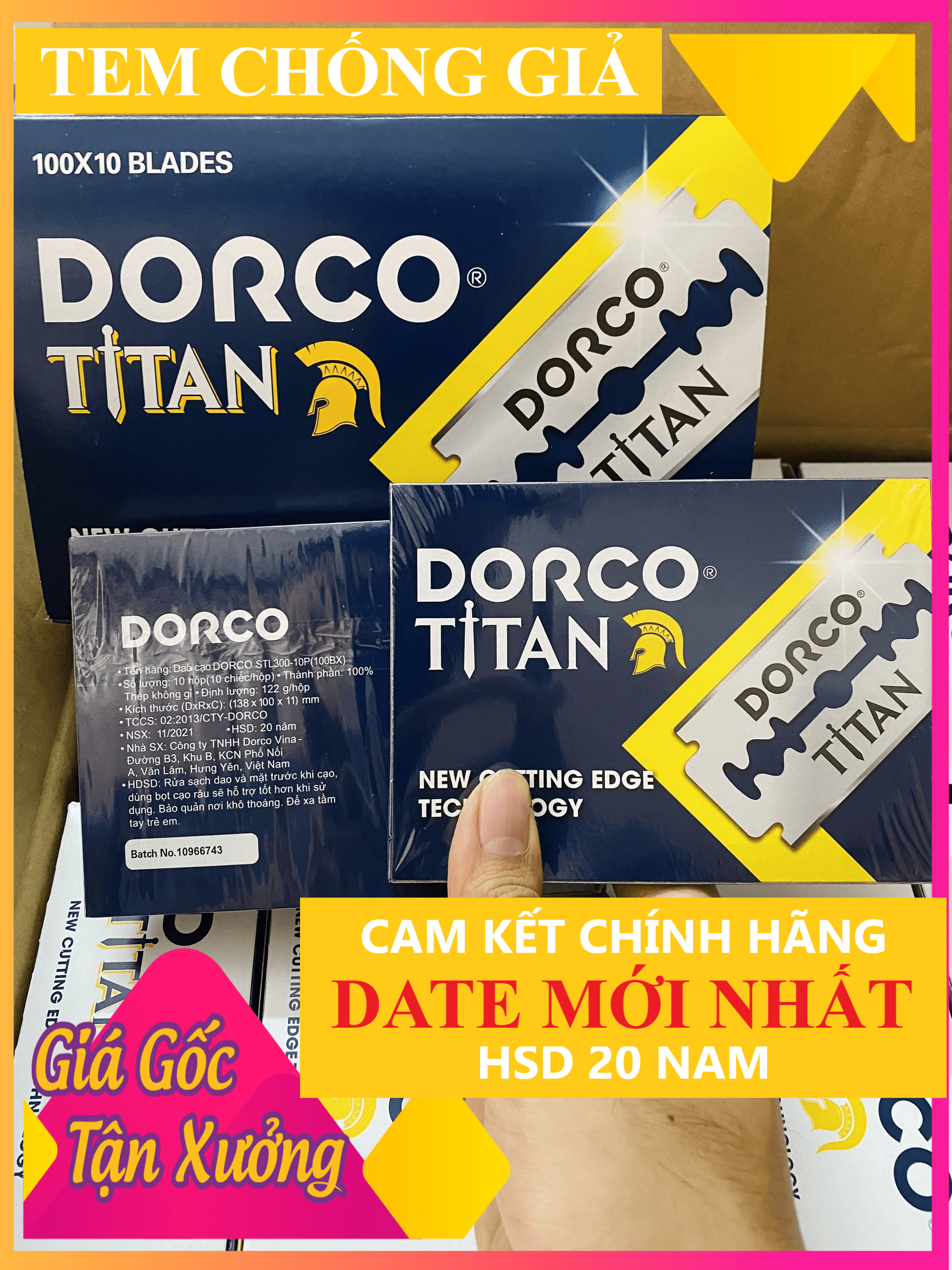 [TEM CHỐNG GIẢ] Hộp 100 Lưỡi Lam Dorco Titan