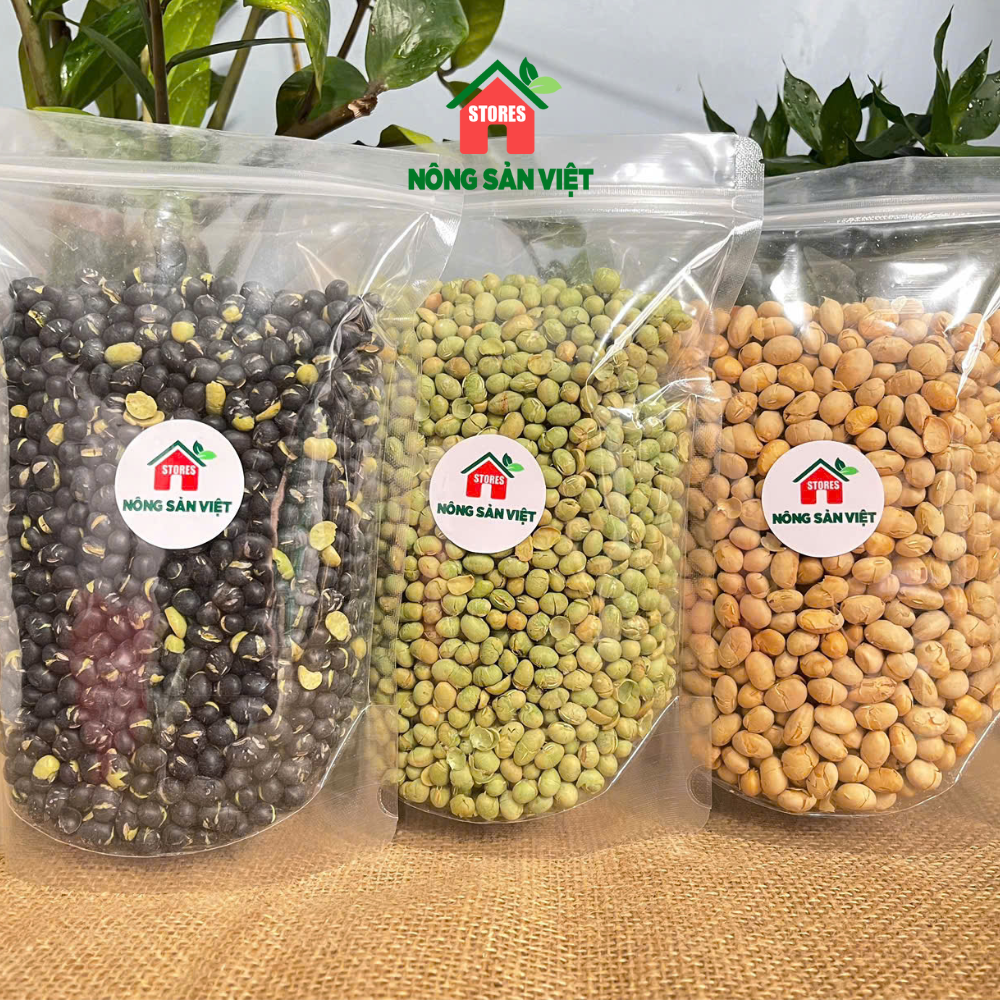 Combo 1,5kg Đậu Đen, Đậu Xanh, Đậu Nành Sấy Giòn Ăn Liền Organic Không Chất Bảo Quản