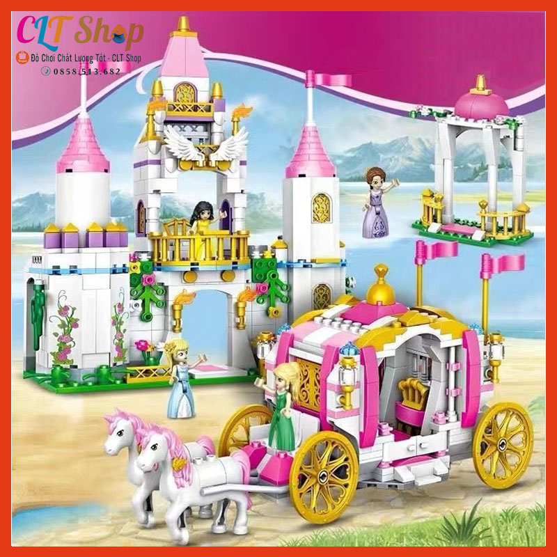 Đồ chơi lắp ráp lego mô hình lâu đài công chúa kèm xe ngựa sang trọng Princess Dream Castle Puzzle 712 chi tiết