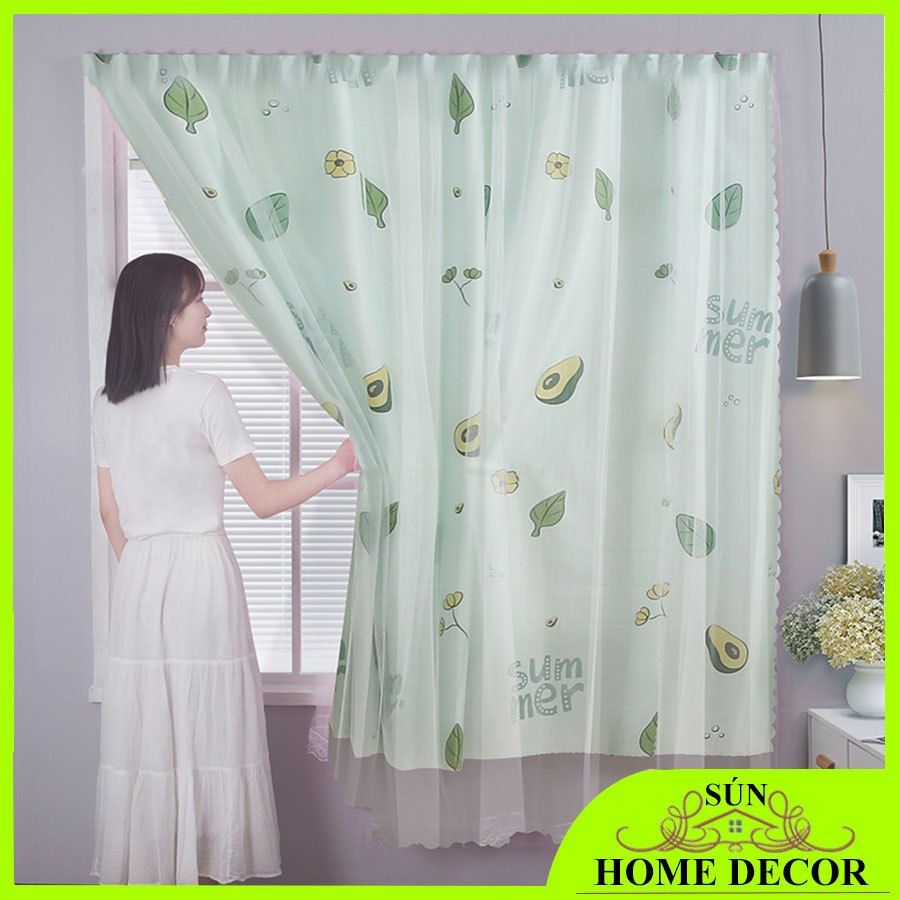 [MẪU QUẢ BƠ] Rèm treo cửa 2 lớp siêu đẹp chất mềm rèm cửa sổ Tấm Thảm Treo Vải Nền Trang Trí Tường Vải. Thành phần chính của vải: 100%. Phong cách: Hiện đại và đơn giản.