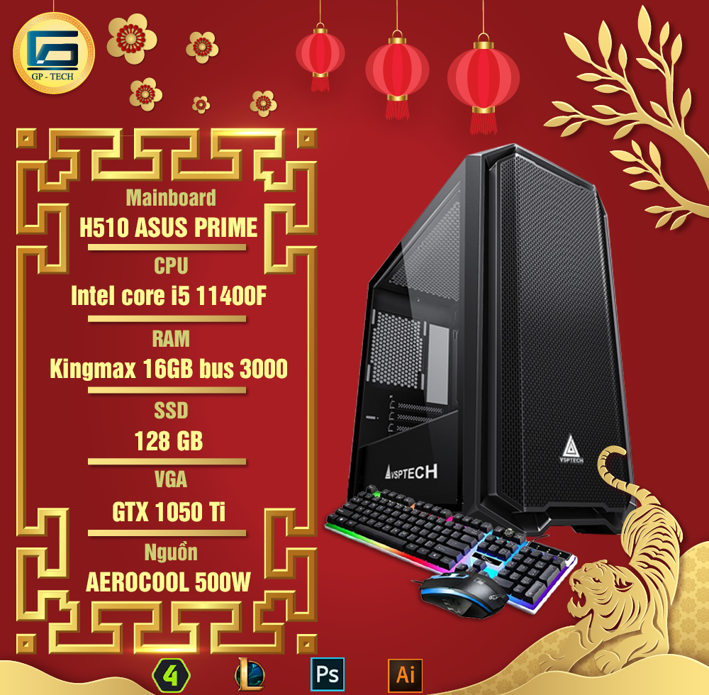 Máy PC Core i5 Gen 11, GTX 1050Ti chiến PUBG PC, GTA V, CS:GO và game offline nặng