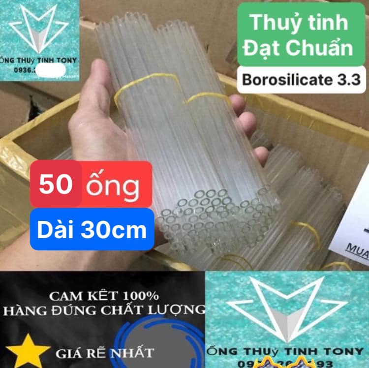 Ống thuỷ tinh 30cm.và 2ocm 5o.ống, 3o ống