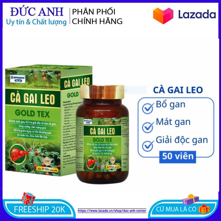 Bổ gan thảo dược Cà Gai Leo Gold Tex mát gan, giải độc gan - Hộp 50 viên