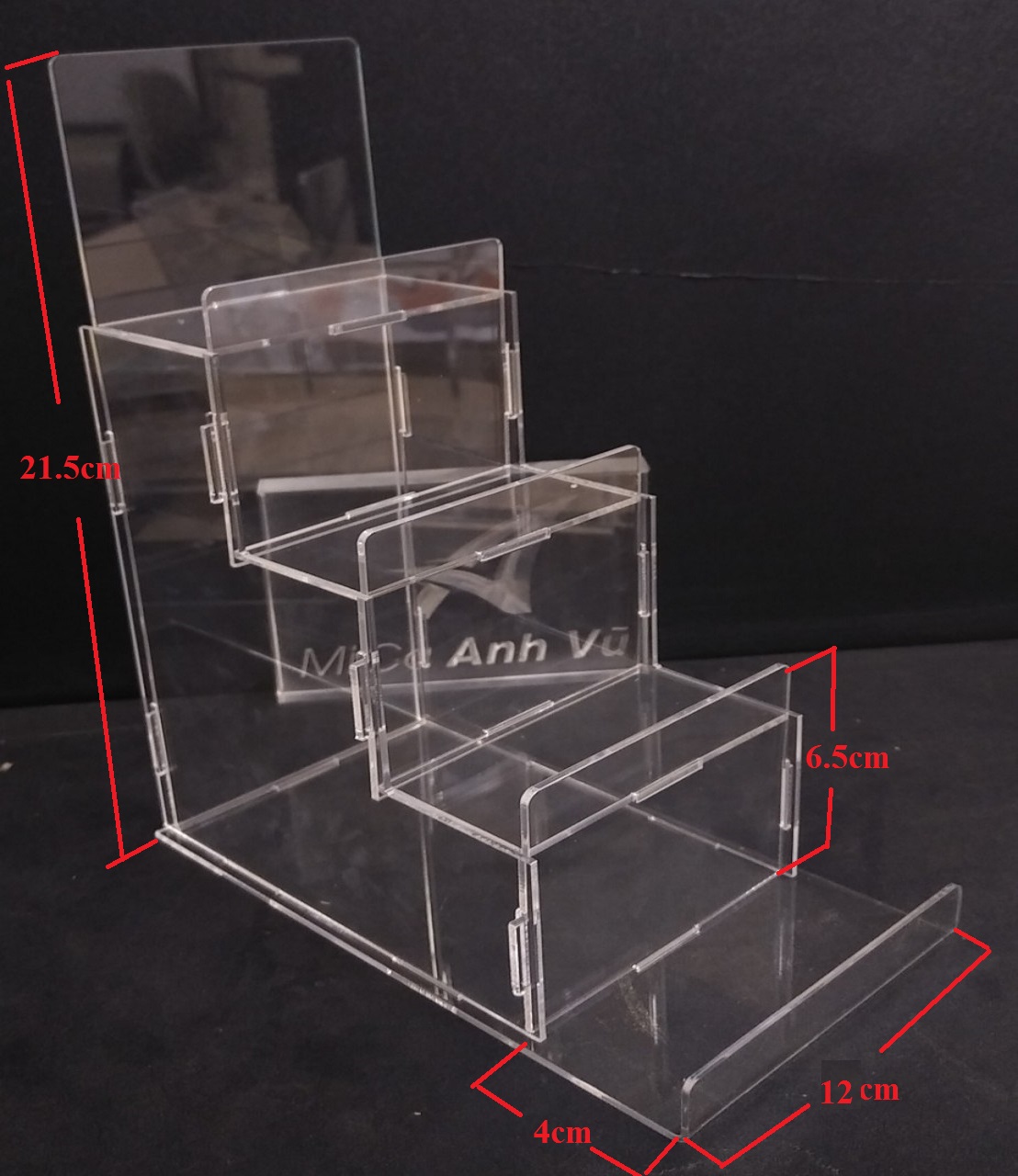 Kệ ví nữ mica trong 4 tầng lắp ghép