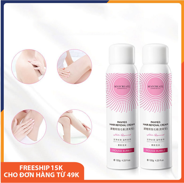 Kem tẩy lông dạng xịt Maycreate tẩy lông chân và tay, lông nách, cho da mặt, body, vùng kín phụ nữ, tẩy lông mu, vùng bikini, xịt tẩy lông triệt để hiệu quả chính hãng cao cấp nội địa Trung giá rẻ 120g Melystore SPU149