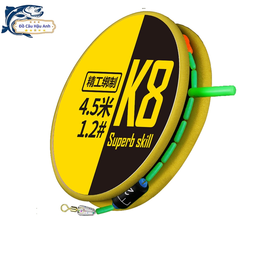 Trục câu đài buộc sẵn Nylon Nhật Bản K8 cước câu cá tàng hình chuyên câu đài cao cấp DC25
