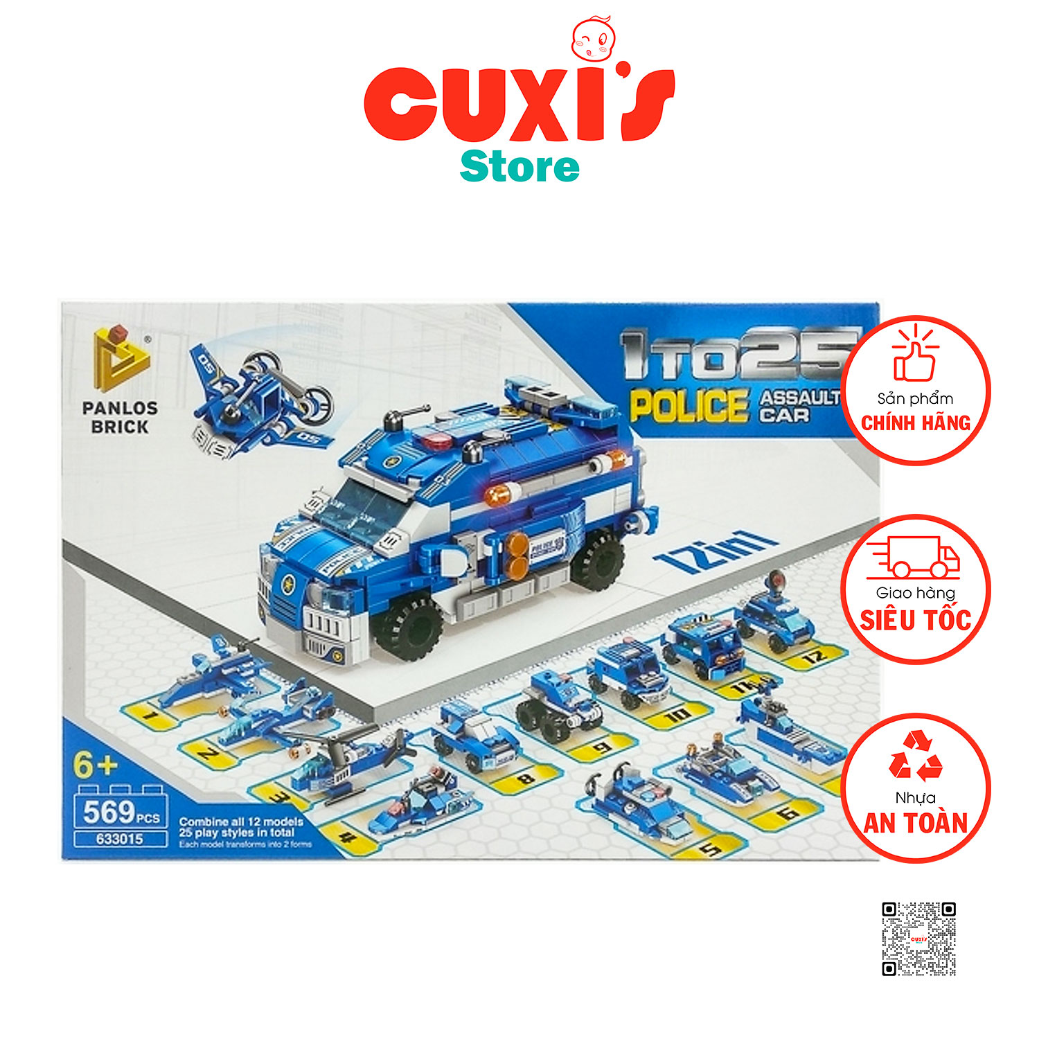 Đồ chơi lắp ráp panlos bricks swat cảnh sát 12 trong 1 633015