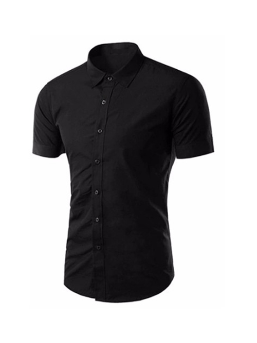 [HCM]Áo sơ mi nam ngắn tay màu đen công sở