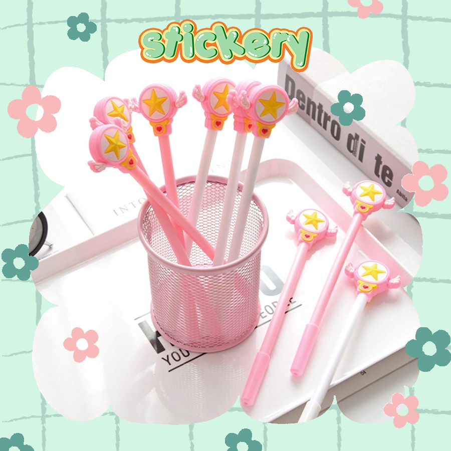 Bút gel, bút mực nước đen hình hoa anh đào sakura ngòi kim 0.5mm hình icon cute - STICKERY