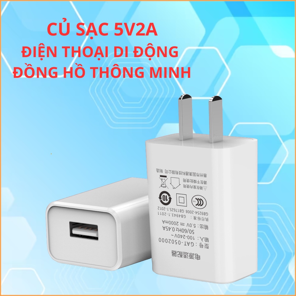 Củ sạc 5v 2a sạc nhanh cho đồng hồ thông minh trẻ em, điện thoại iphone samsung