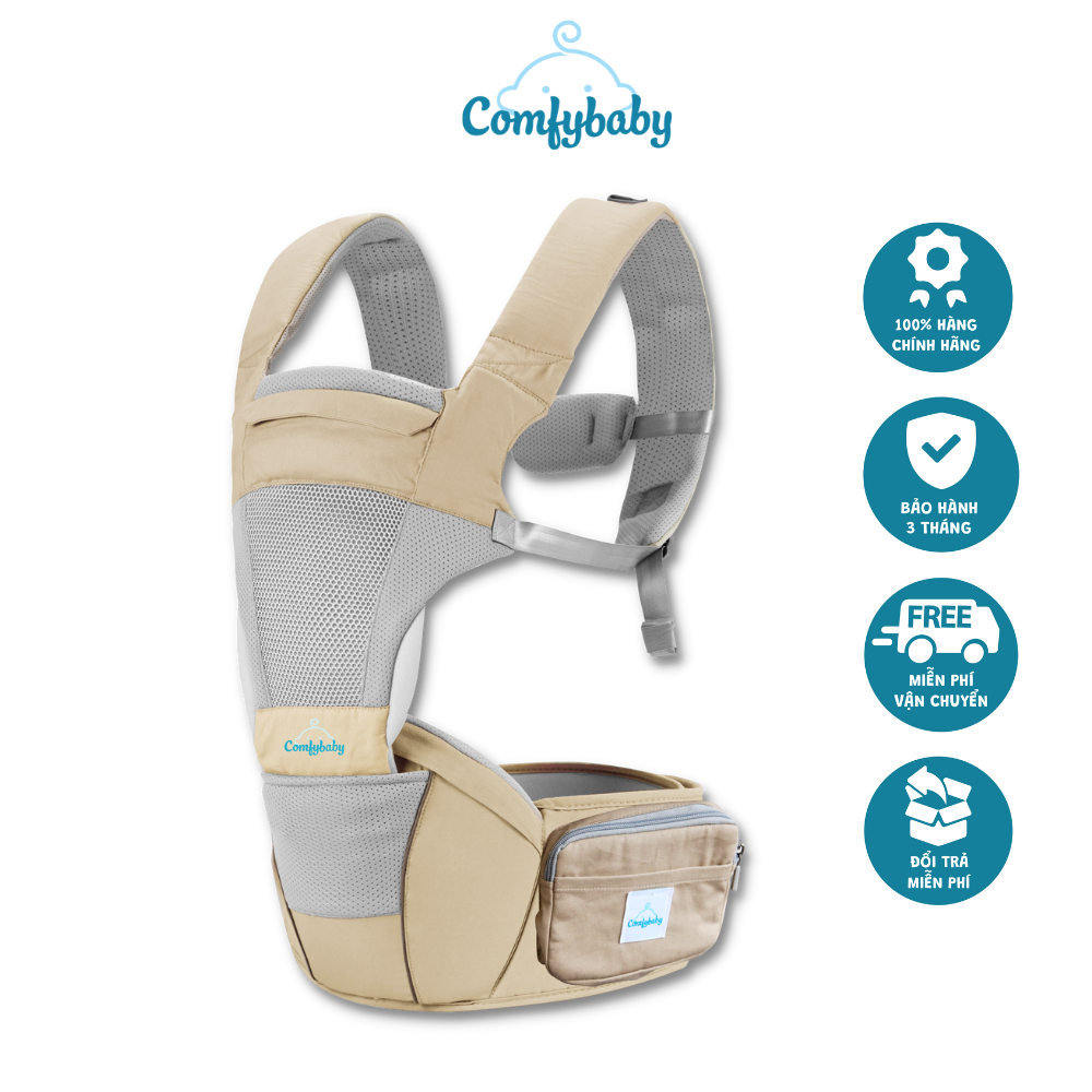 Địu ngồi cho bé cao cấp siêu mềm 4 tư thế công nghệ Air Mesh thoáng khí - Comfybaby CF818 địu ngồi chữ M