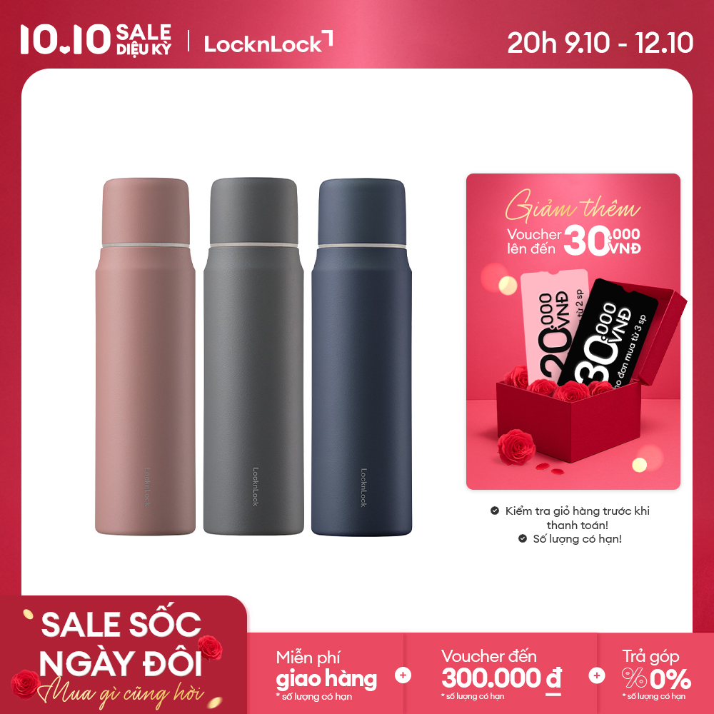 LHC1487 - Bình giữ nhiệt Lock&Lock Maman Cup Vacuum Bottle 505ml - Có nắp sử dụng như cốc. giữ nhiệt đến 20h - Hàng chính hãng