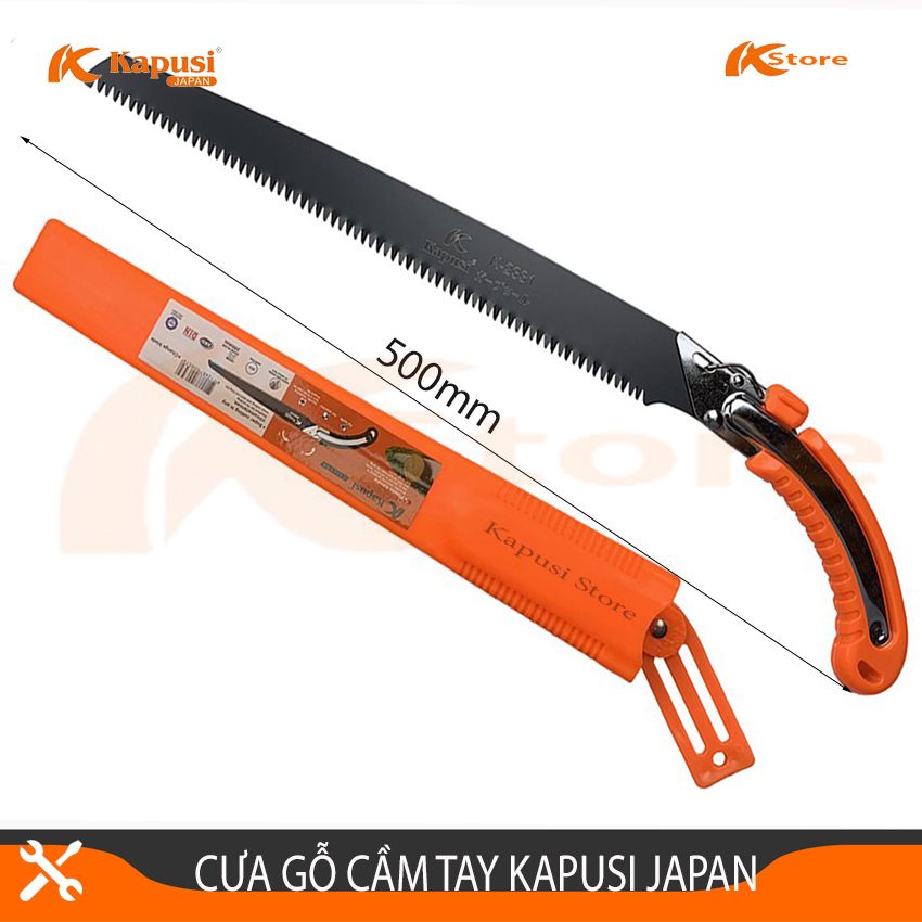 Cưa Gỗ Cầm Tay - Cưa Cành Cây Lưỡi Thép Kapusi Japan Có Bao Đựng Cưa, Bảo Hành 12 Tháng