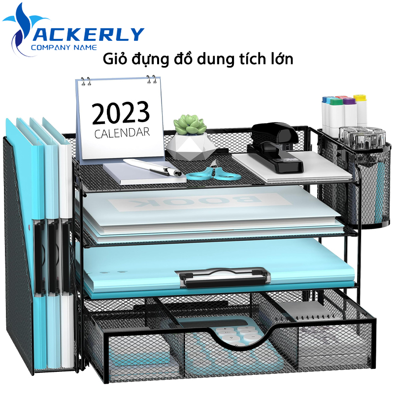 Kệ Đựng Tài Liệu-Hộp đựng hồ sơ để bàn có thêm 1 ngăn kéo và 2 hộp đựng bút