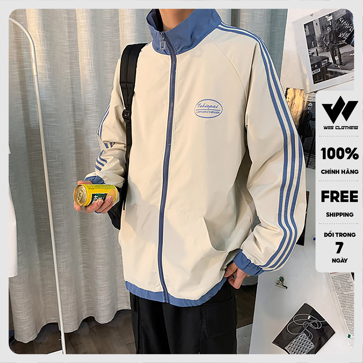 Áo khoác dù WIIS unisex form rộng Tebi bomber thời trang nam nữ oversize ulzzang