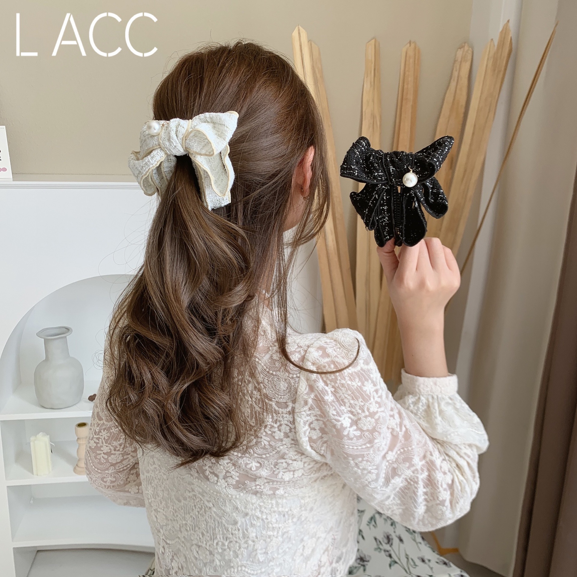 Combo 10 cây kẹp tóc dọc nơ xinh xắn dành cho khách tóc ít
