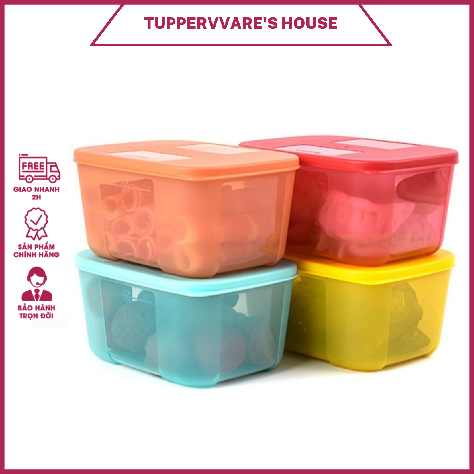Bộ Hộp Trữ Đông Tupperware Freezermate Rainbow 650ml nhựa nguyên sinh