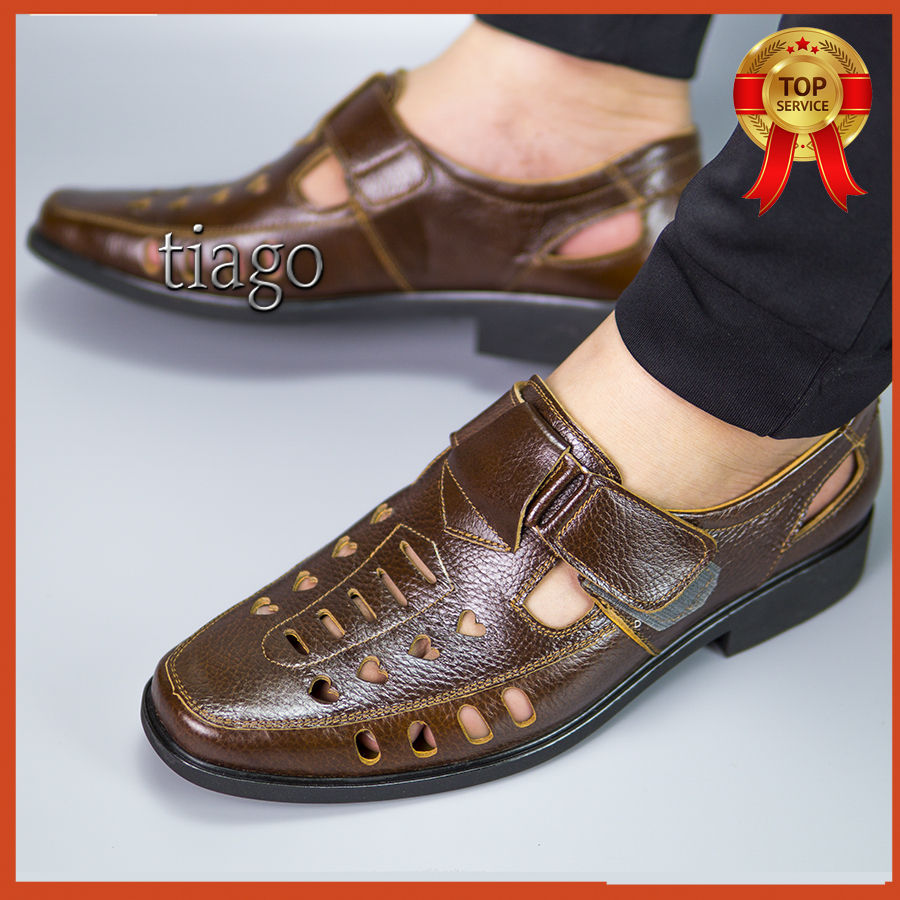 Giày rọ nam da bò , giày nam thoáng khí trung tuổi , đế cao su khâu siêu bền chống nước tốt  - bảo hành 12 tháng [TIM]