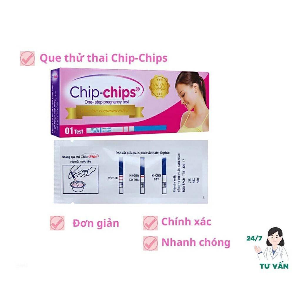Que Thử Thai Chip-Chips , Test Thử Thai Nhanh Chip Chips
