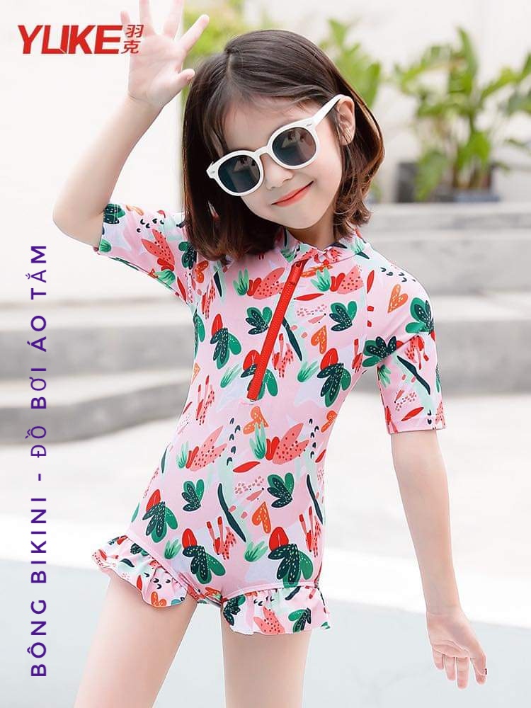 [HCM]Đồ Bơi Kid (1 mảnh) Hồng Họa Tiết Dễ Thương, Đồ Bơi Bé Gái Có Size Từ 9Kg - 33 Kg