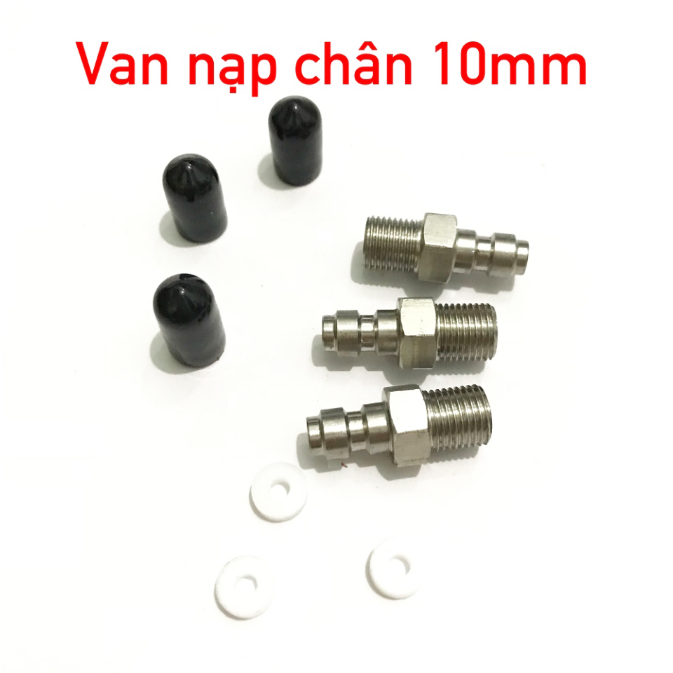 Van nạp một chiều chân 10mm [Mã F10] - Van nạp 1 chiều chân 10 + tặng kèm 1 nắp đậy và 1 Ron nhựa Trắng