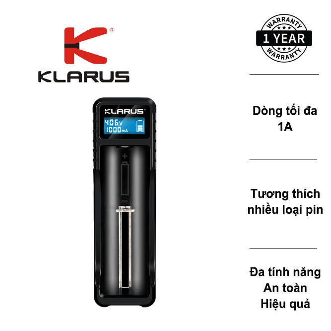 KLARUS K1X - Sạc đơn USB đa năng có màn hình hiển thị với chức năng sạc dự phòng