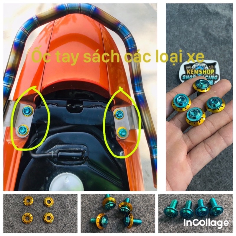 Combo 4 ốc titan bắt cảng tay sách nhiều loại xe
