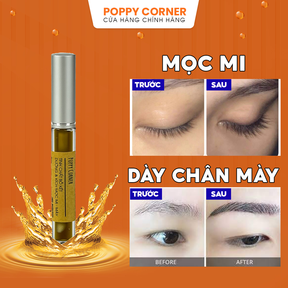 Tinh Dầu Dưỡng Lông Mi / Lông Mày Tinh Chất Bồ Kết Kích Thích Dài Dày Dưỡng Mi Cong Vút by Poppy Corner