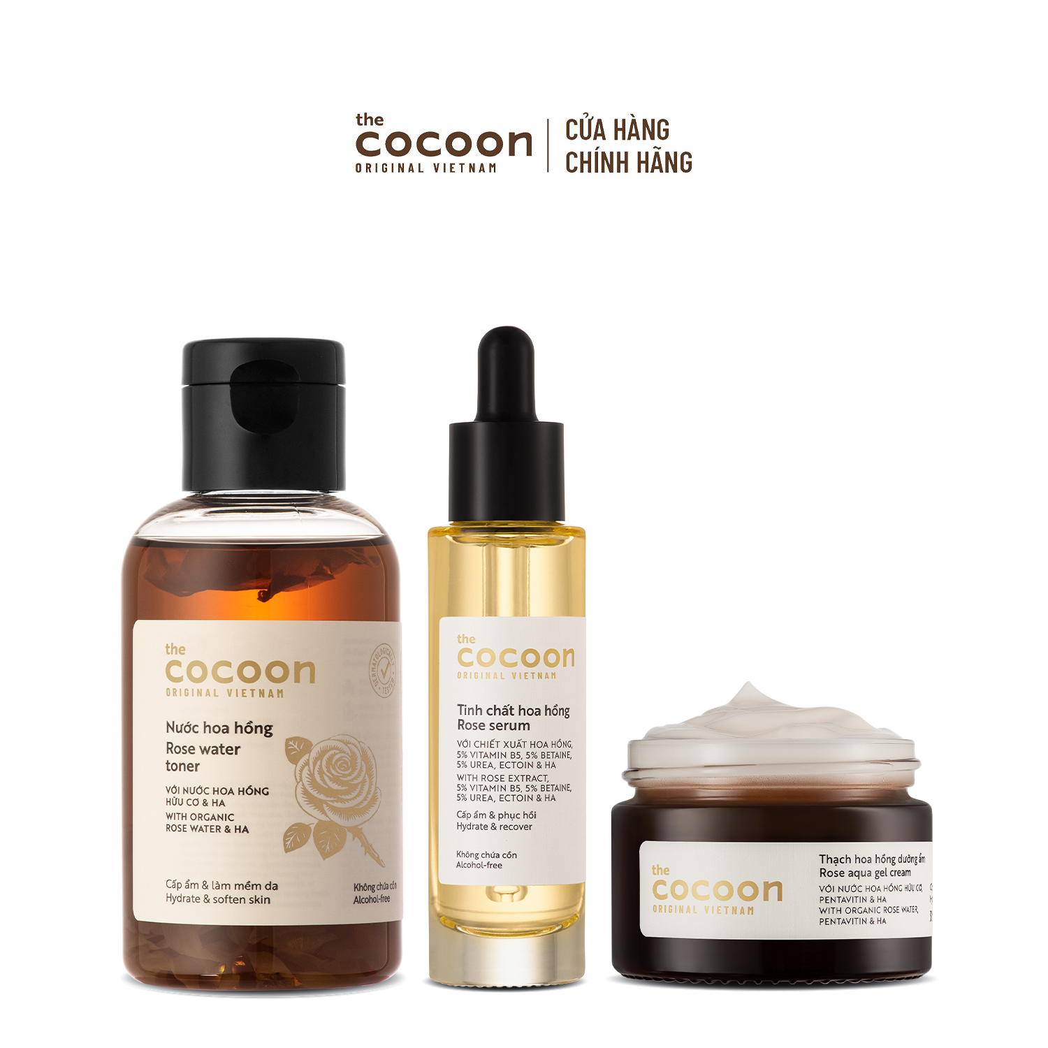 Combo cấp ẩm và phục hồi từ hoa hồng Cocoon