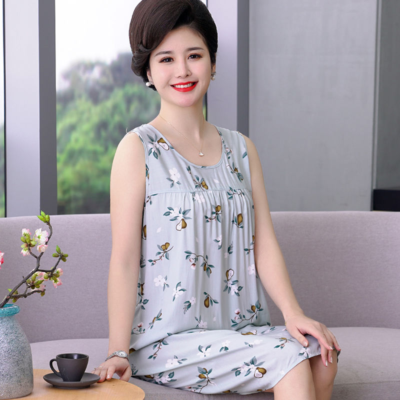 Váy Ngủ Trung Niên Và Người Già Chân Váy Mỏng Mùa Hè Cho Nữ Váy Ngủ Lụa Tơ Nhân Tạo Cho Người Trung Niên Dịch Vụ Gia Đình HOT ●9/16▽