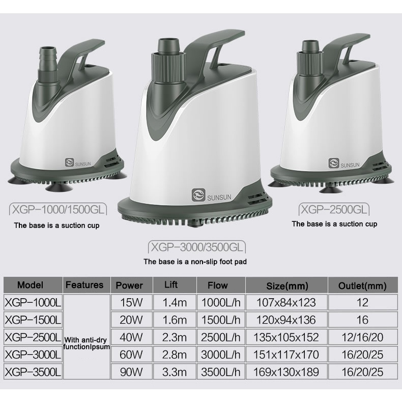 Máy bơm chìm hút cặn đáy bể cá cảnh, chép koi mst sunsun xgp 15w 20w 40w 60w 90w - hút cặn đáy siêu êm, tiết kiệm điện cho hồ cá, bể cá - phân phối các dòng sobo, atman, lifetech