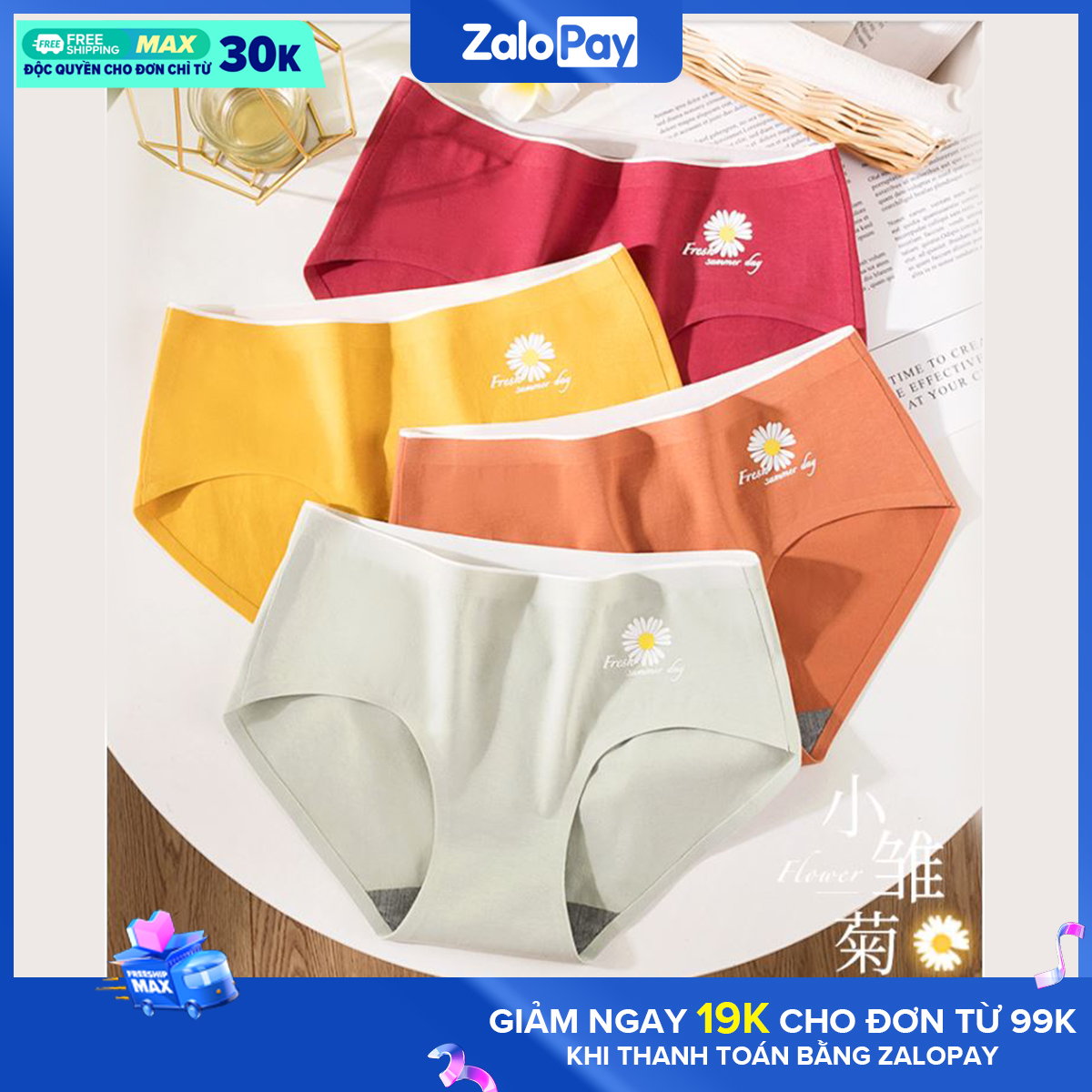 Quần Lót Nữ Hoa Cúc Kháng Khuẩn, Quần lót Cotton cao cấp, Quần Sịp Nữ Cotton Thoáng Mát