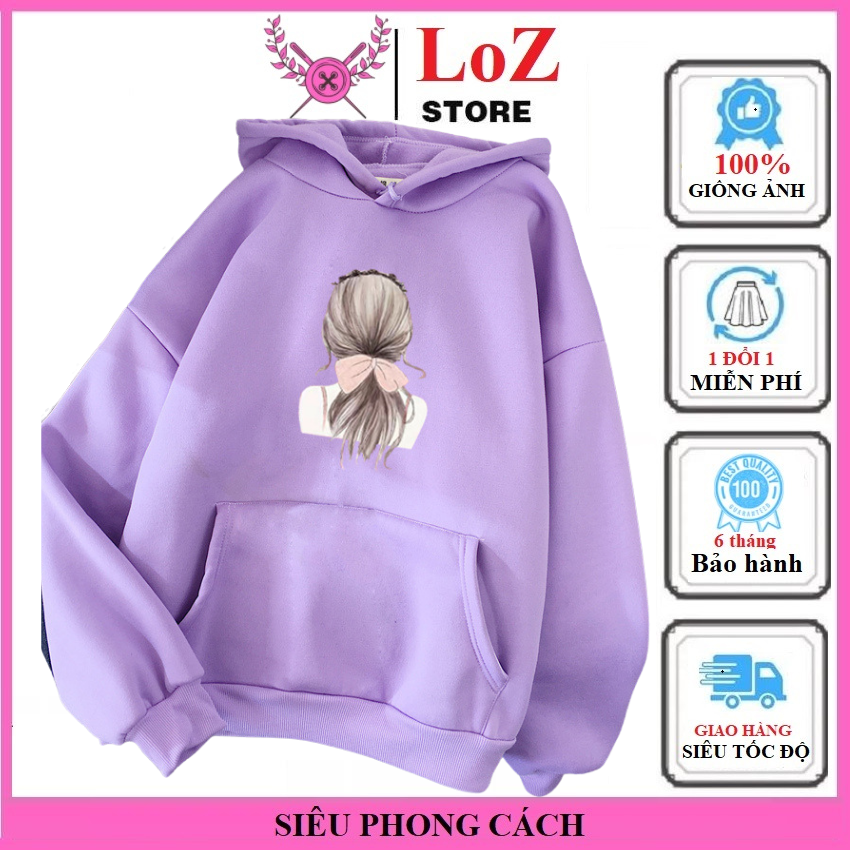 [ SIÊU PHONG CÁCH ] Áo Hoodies Có Nón Dài Tay Thời Trang Nữ HH40. LOZITAR .{ HÀNG ĐẸP } Vải nỉ bông da cá mềm mại có lớp lông dày dặn dễ phối đồ