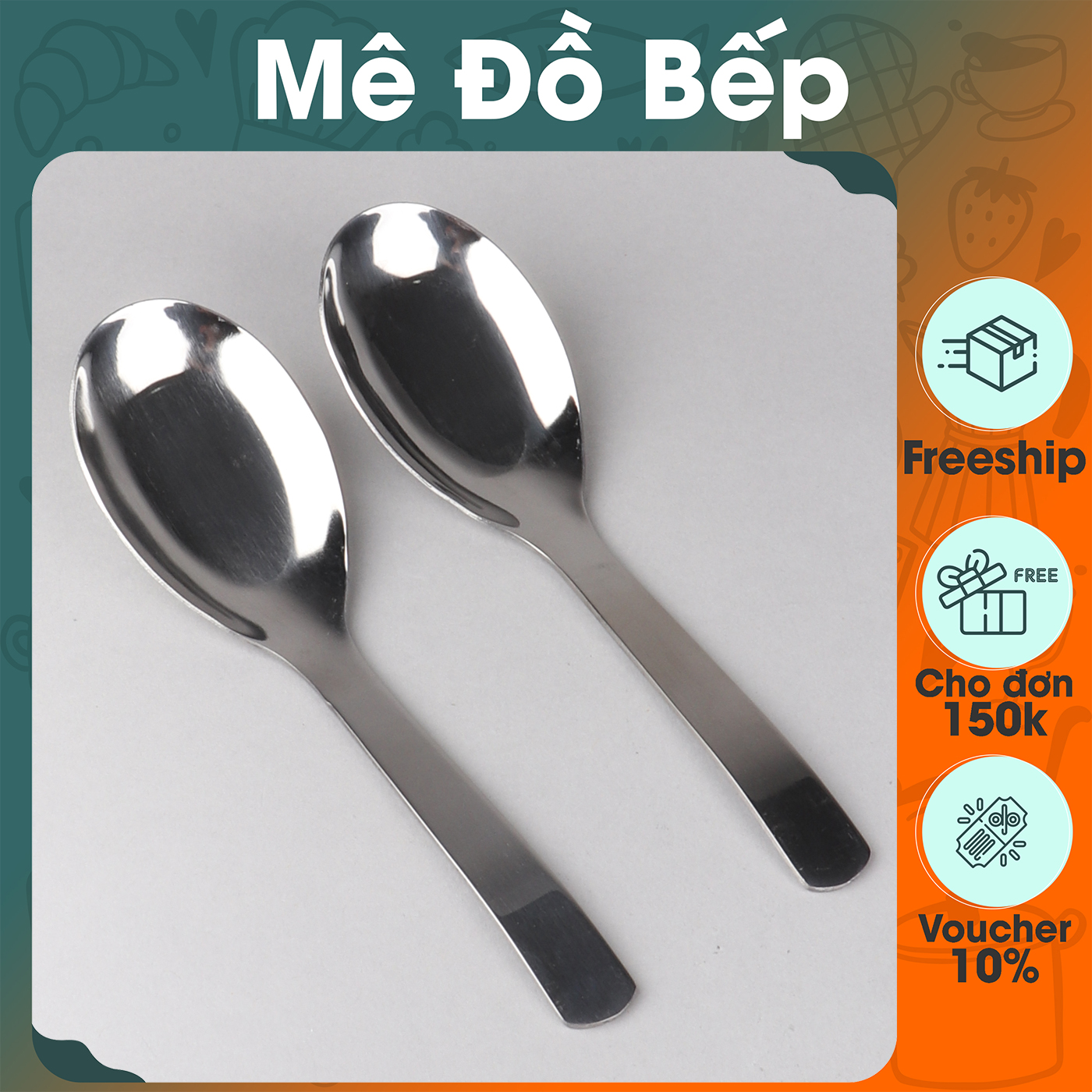 Muỗng canh vuông inox Bam House cán vuông loại dày cao cấp MCV01 - Gia dụng bếp