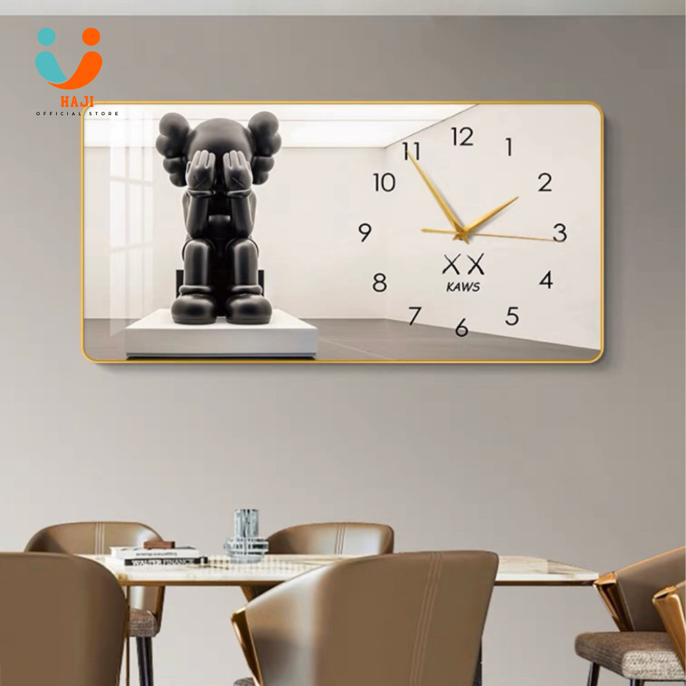 Tranh đồng hồ treo tường  chủ đề Gấu BEARICK tráng gương sành điệu thương hiệu HAJI