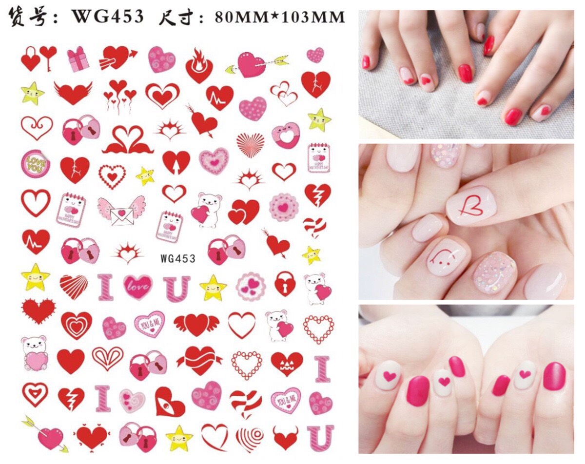 Sticker dán móng chủ đề tình yêu