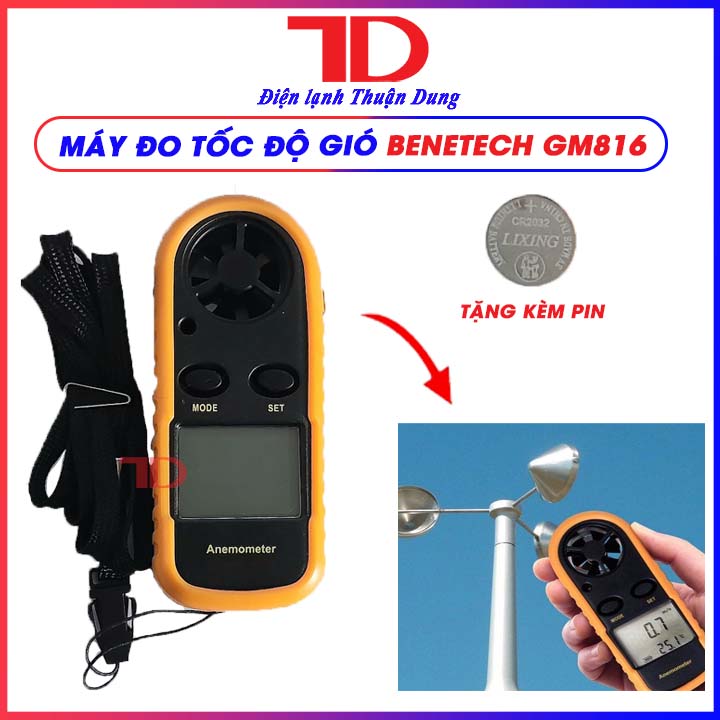 Máy đo tốc độ gió benetech gm816, điện lạnh thuận dung