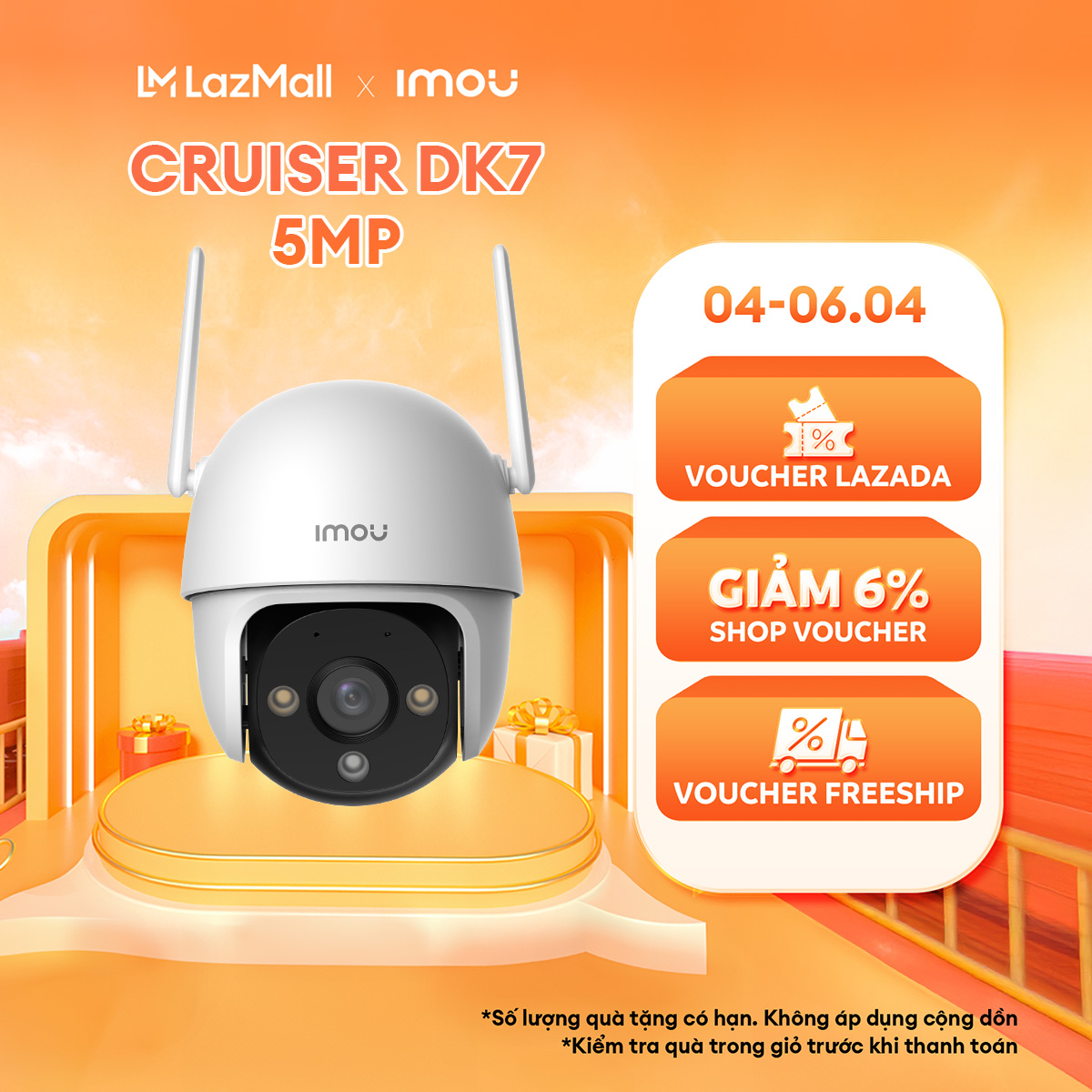 [Mới] Camera Wifi ngoài trời Imou Cruiser DK7 (5MP/3MP) I IPC-DK7P-5H1WE I Chống nước IP66 I Loa cảnh báo