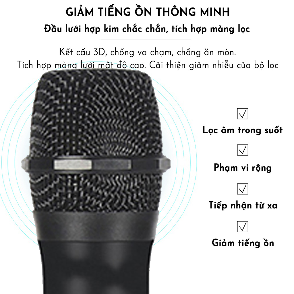 Micro Không Dây Karaoke Micro đôi Chuyên Dành Cho Mọi Loa Kéo Âm Ly Tần