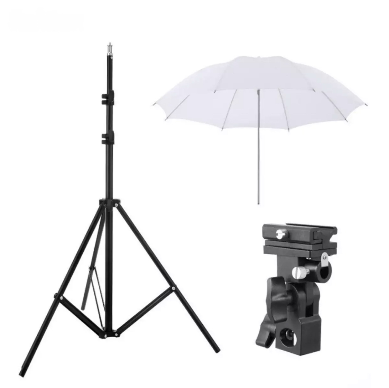Bộ Chân Đèn tiêu chuẩn, Dù Xuyên sáng 83cm và Giá Đỡ Đèn Flash B - Type Dành Cho Studio Chụp Ảnh