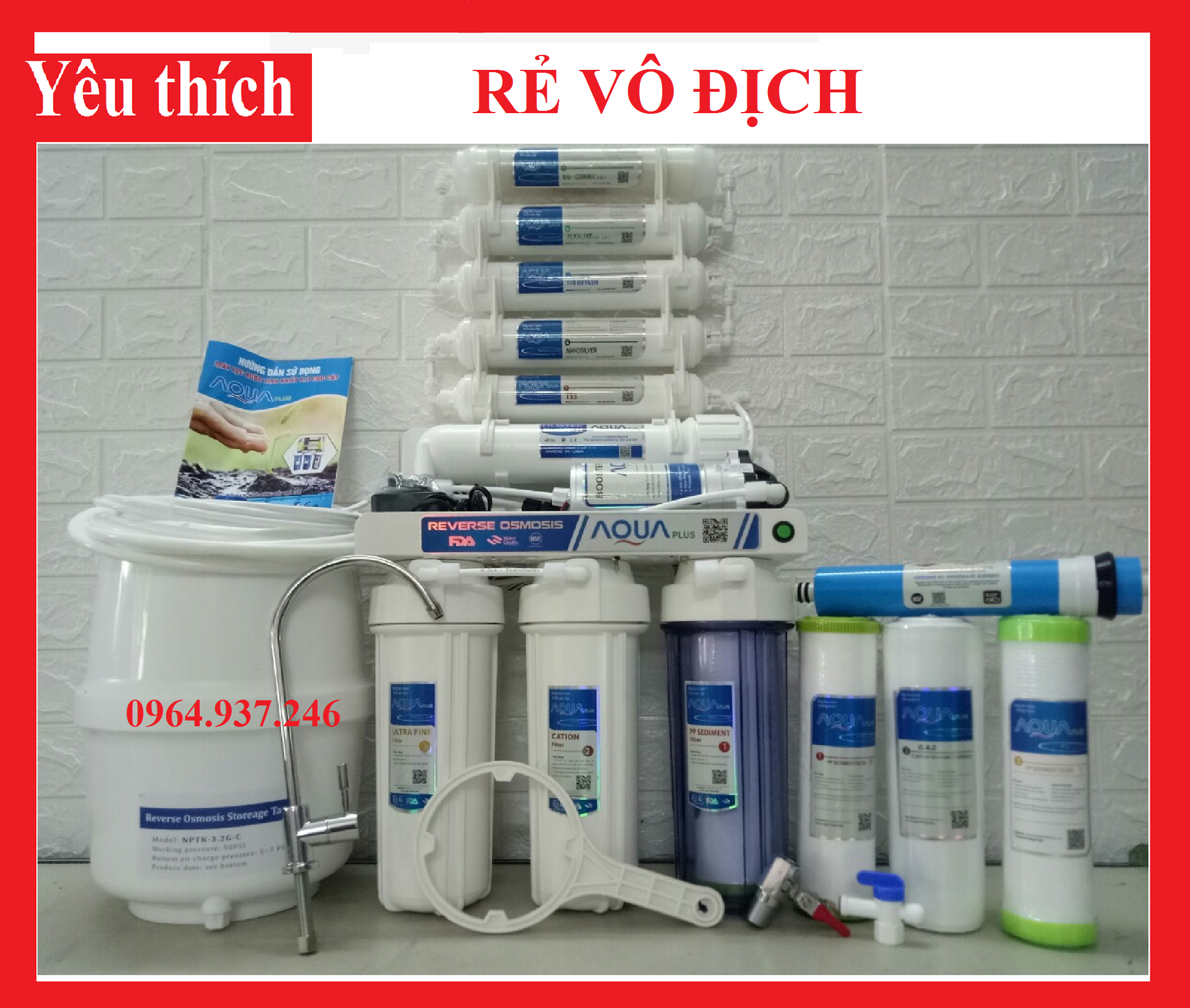 Máy lọc nước ro aqua plus không tủ 9 10 11 cấp lọc lắp gầm bếp