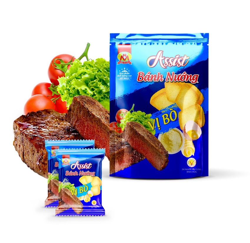 Assist _ 220g Bánh nướng VỊ BÒ phô mai, GIÒN TAN - béo PHÔ MAI - thơm VỊ BÒ, BỮA SÁNG với SỮA cho ngày LÀM VIỆC HIỆU QUẢ