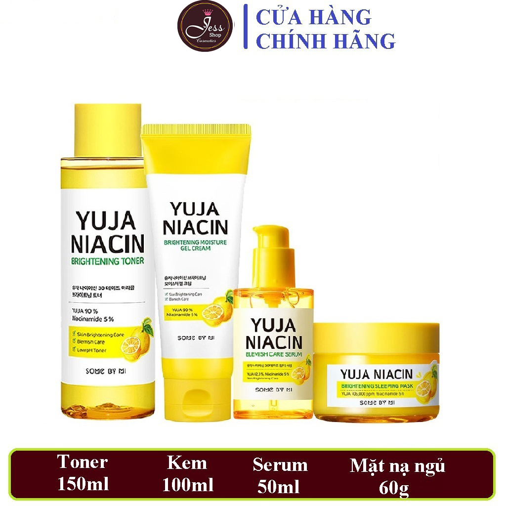Bộ 4 Sản Phẩm Dưỡng Trắng Sáng Da, Mờ Thâm Nám Some By Mi Yuja Niacin 30 Days (Toner, Serum, Kem, Mặt nạ ngủ)