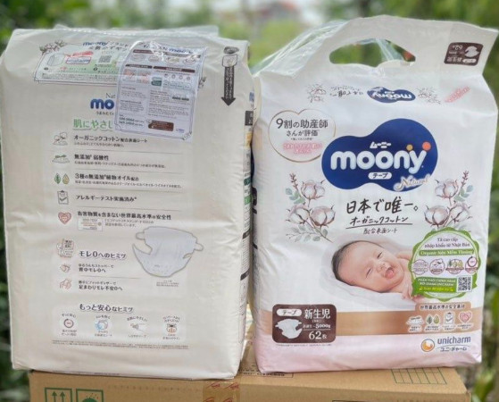 Tã/Bỉm Moony Natural nội địa Nhật Bông Organic dán/quần mẫu mới