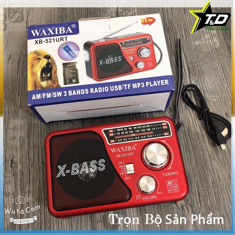 Đài radio waxiba xb-521urt radio am fm sw theo kèm pin sạc, có đèn pin