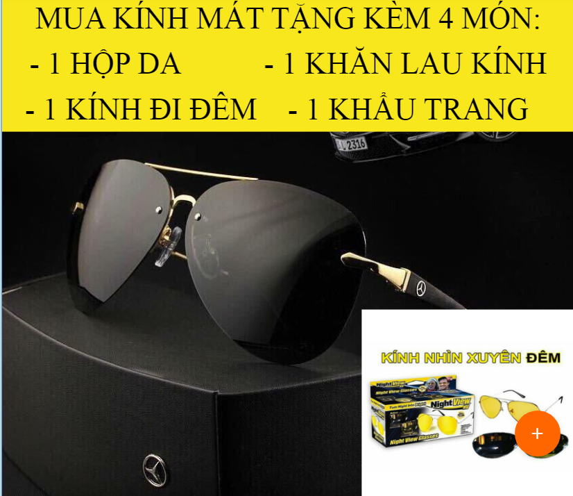 Kính mát nam cao cấp pc -tặng kính đi đêm