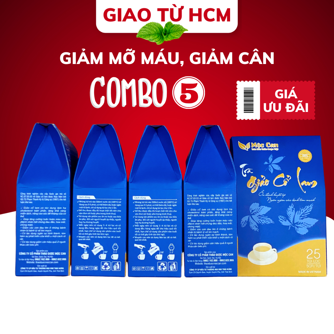 Combo 5 hộp Trà giảo cổ lam Mộc Can hộp 25 túi lọc