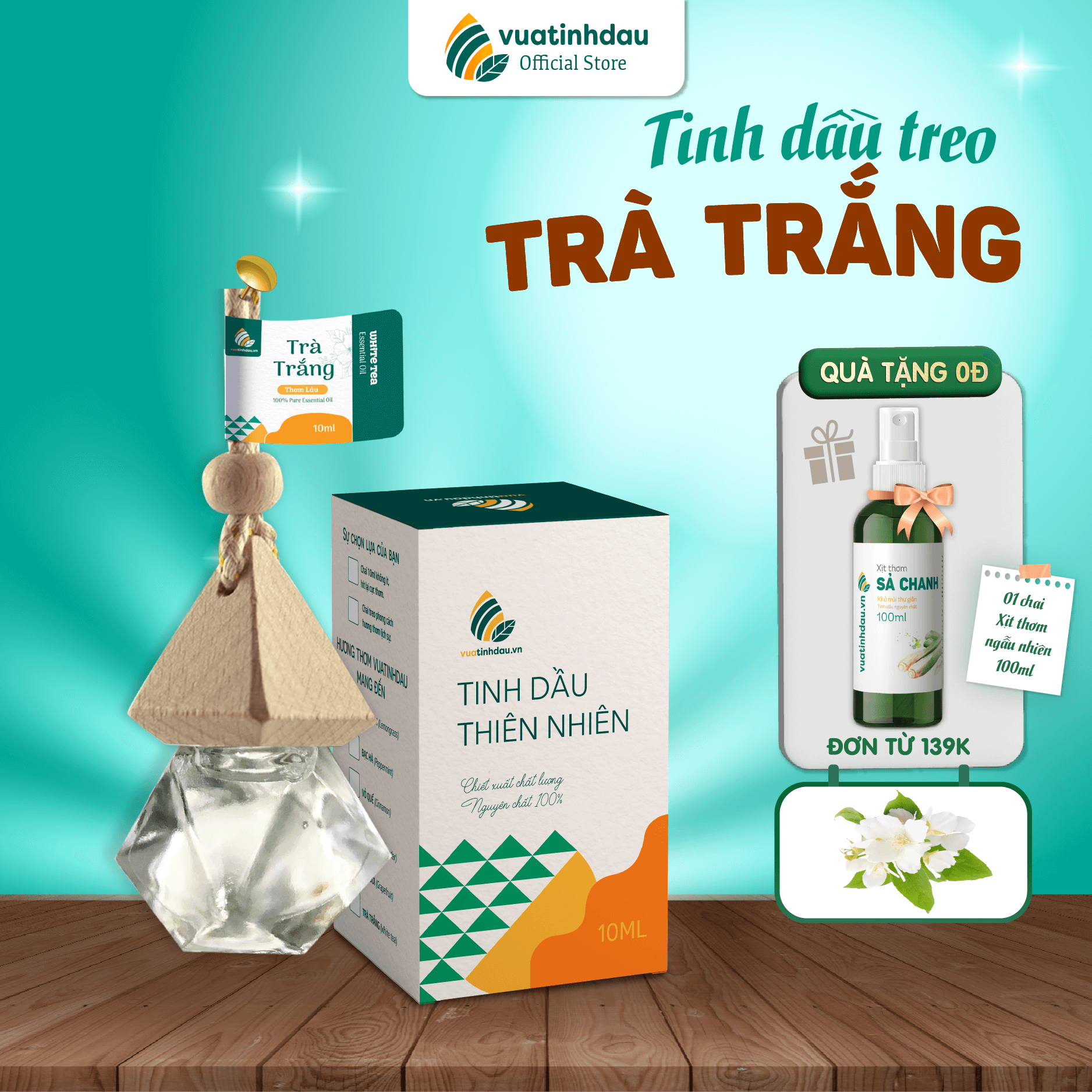 Tinh dầu trà trắng treo thơm quần áo xe ô tô 8ml vuatinhdau tinh dầu trà treo thơm xe hơi thơm phòng thơm tủ quần áo