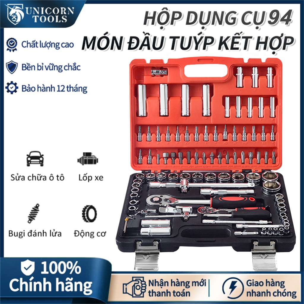 Bộ dụng cụ sửa chữa 94 món chuyên dụng chi tiết 1/2 inch - Bộ dụng cụ sửa chữa xe máy ô tô