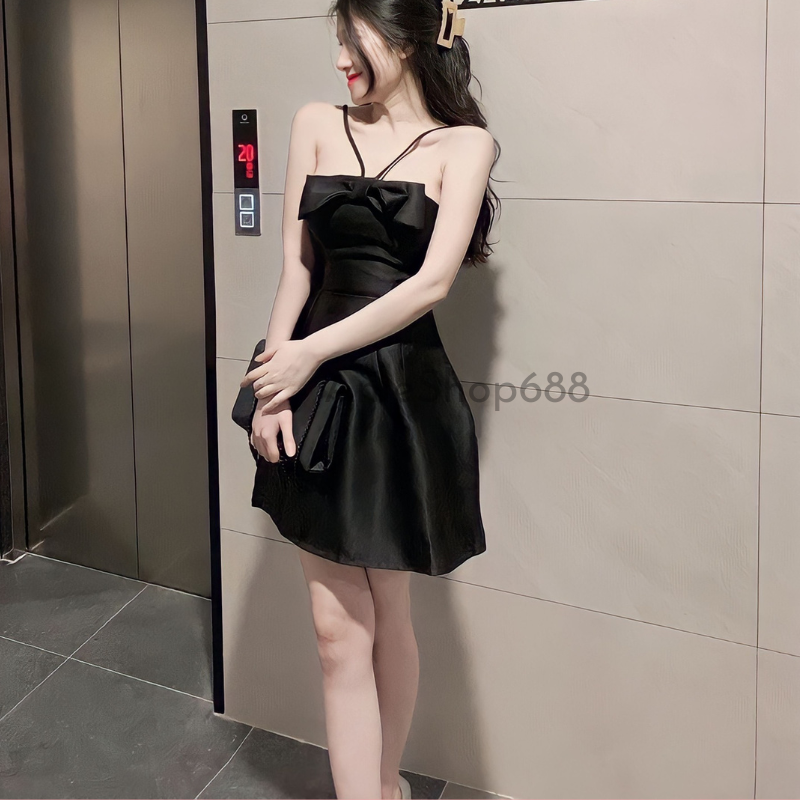 Váy đầm nữ dạ hội dáng xòe cúp ngực kết nơ sang trọng thiết kế sang trọng quý phái ANIESHOP688